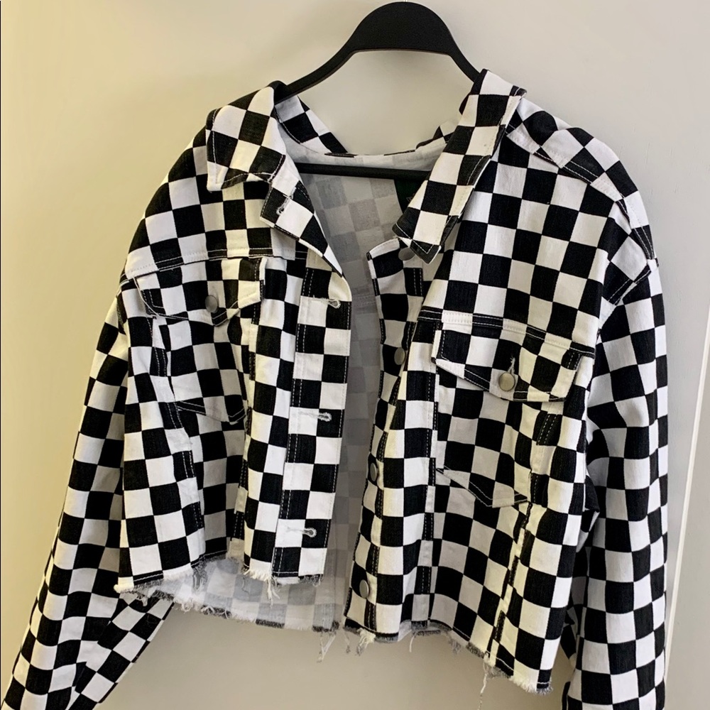 Wild Fable Cropped Checkered Jacket || Size XXL